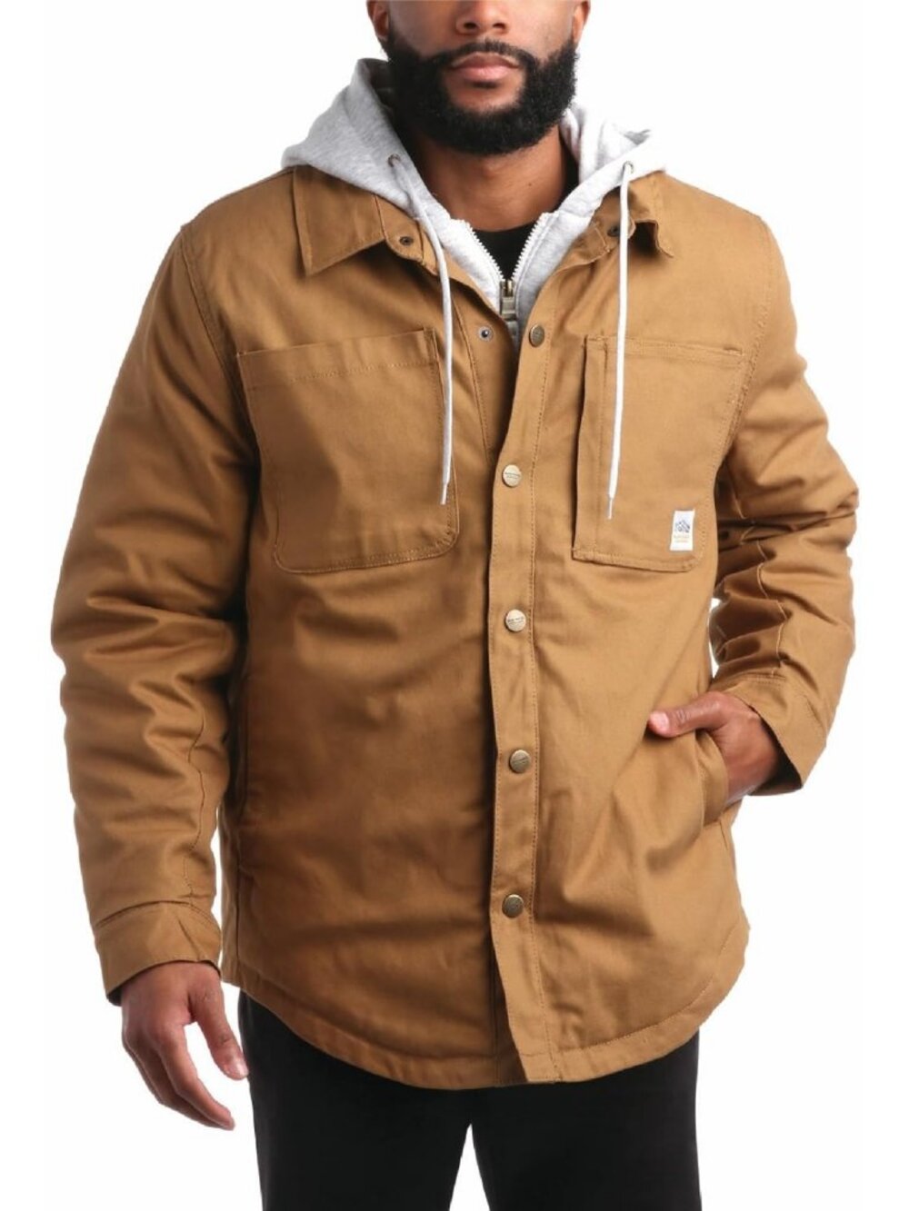 Men's Insulated Duck Canvas Work Jacket with Hood - Durable, Warm, Outdoor